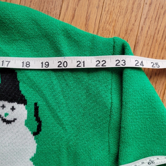 Festive Holiday Snowman Cardigan Open Sweater Colour Block M/L - Picture 7 of 11